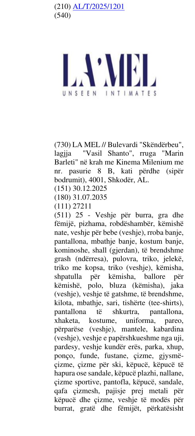 Zëri i markës UNSEEN; INTIMATES në buletin