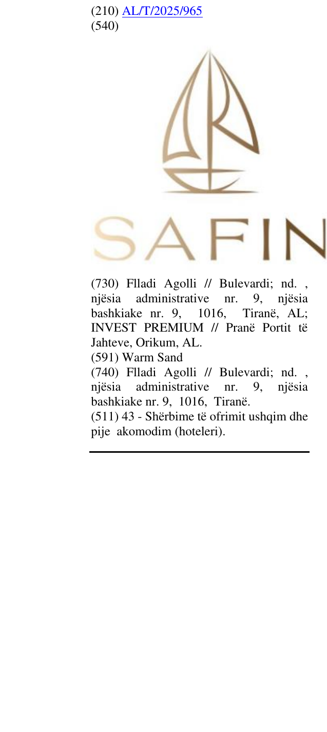 Zëri i markës Safin në buletin