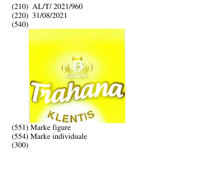 Zëri i markës Trahana;1976 në buletin