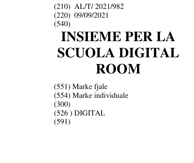 Zëri i markës INSIEME PER LA SCUOLA DIGITAL ROOM në buletin