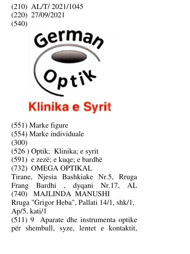 Zëri i markës Optik; Klinika; e syrit në buletin