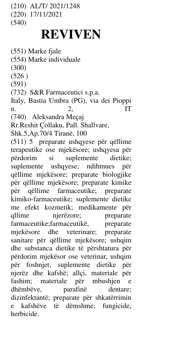 Zëri i markës REVIVEN në buletin