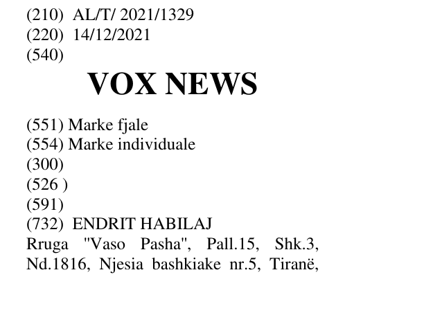 Zëri i markës VOX NEWS në buletin