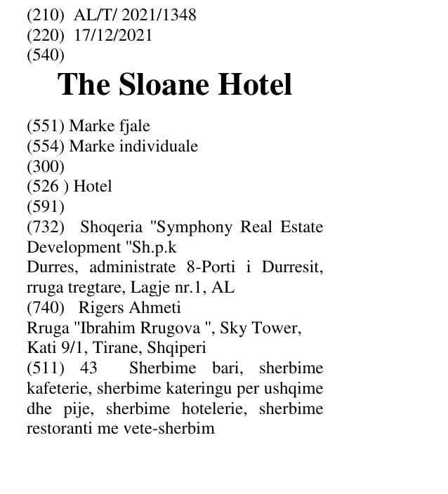 Zëri i markës The Sloane Hotel në buletin