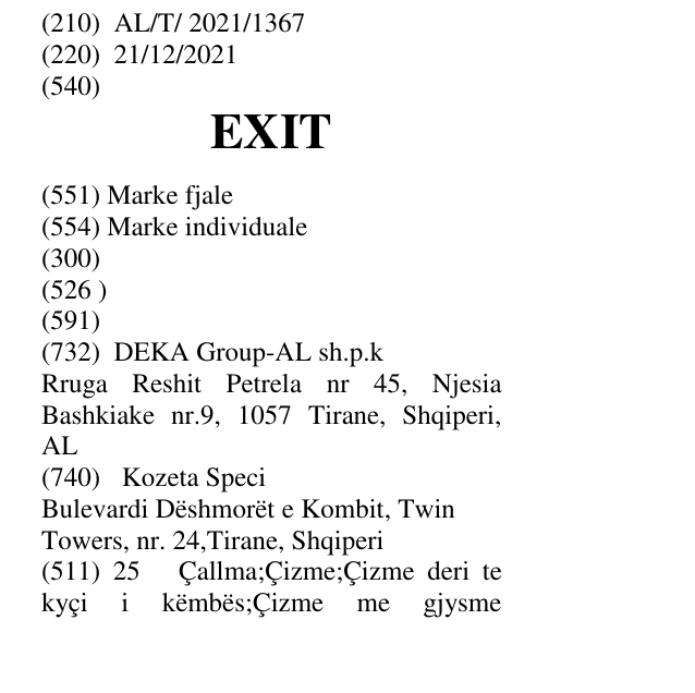 Zëri i markës EXIT në buletin