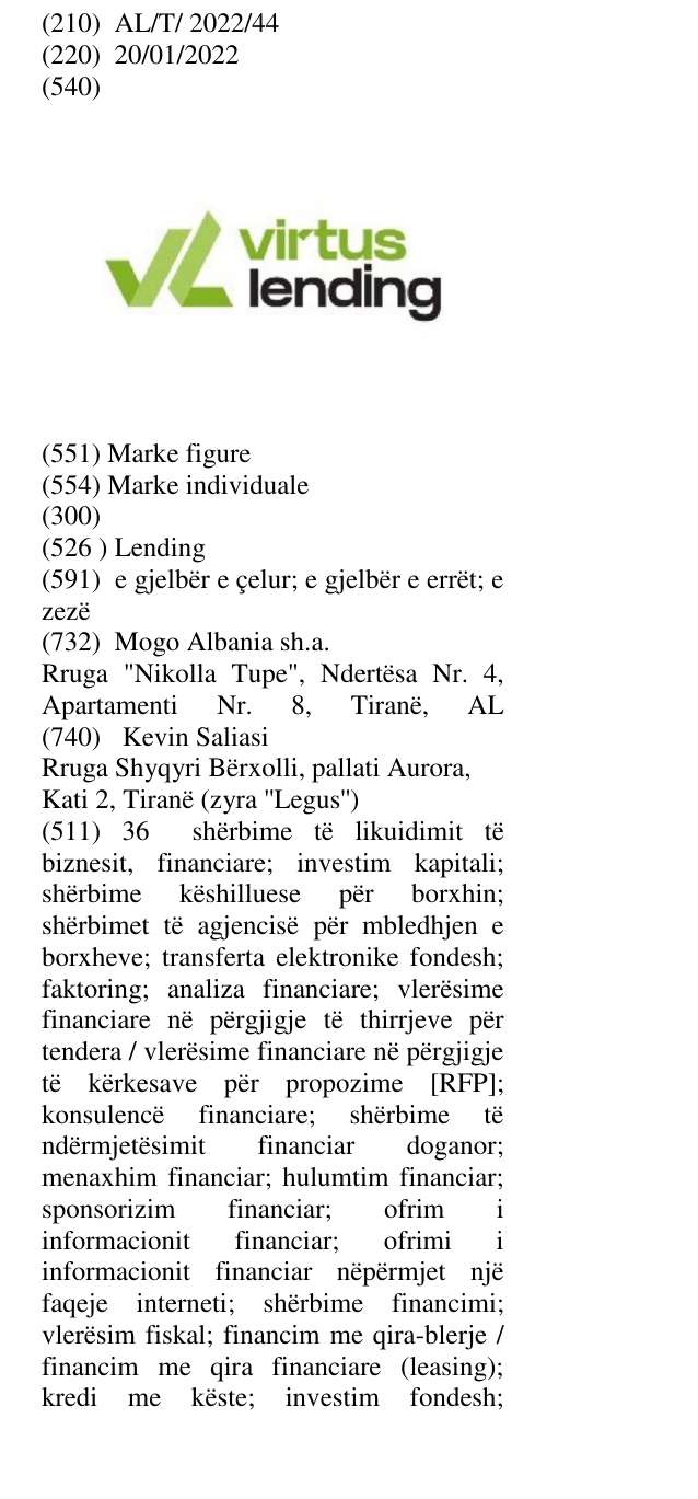 Zëri i markës Lending në buletin
