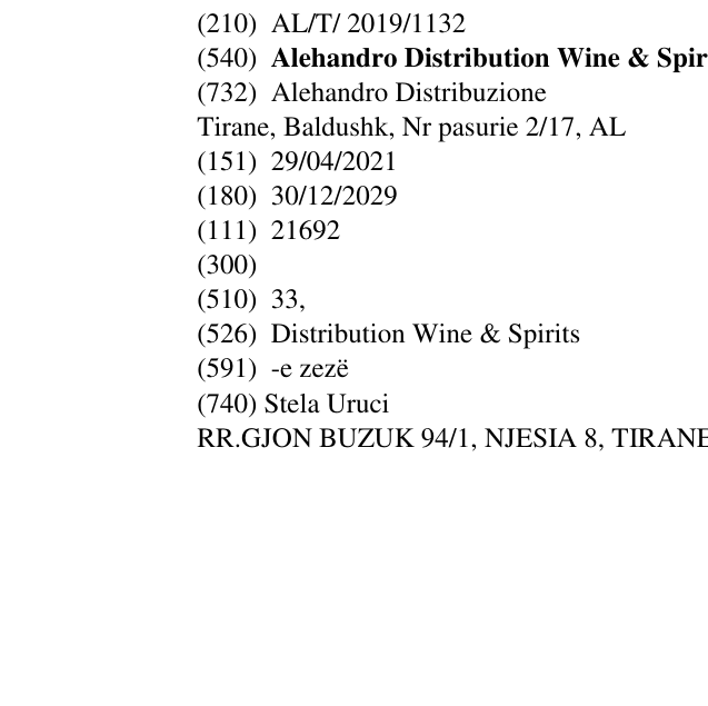 Zëri i markës Alehandro Distribution Wine & Spirits në buletin