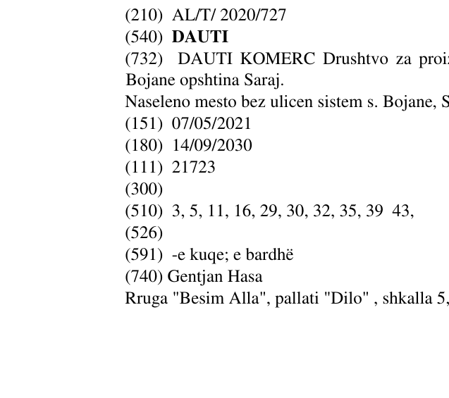 Zëri i markës DAUTI në buletin