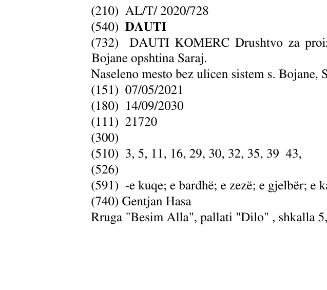 Zëri i markës DAUTI në buletin