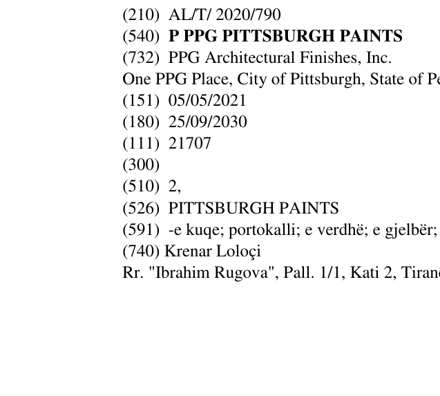 Zëri i markës P PPG PITTSBURGH PAINTS në buletin