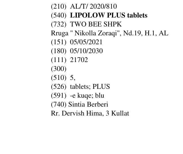 Zëri i markës LIPOLOW PLUS tablets në buletin