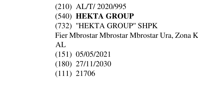 Zëri i markës HEKTA GROUP në buletin