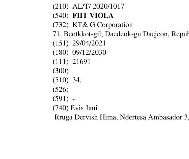Zëri i markës FIIT VIOLA në buletin