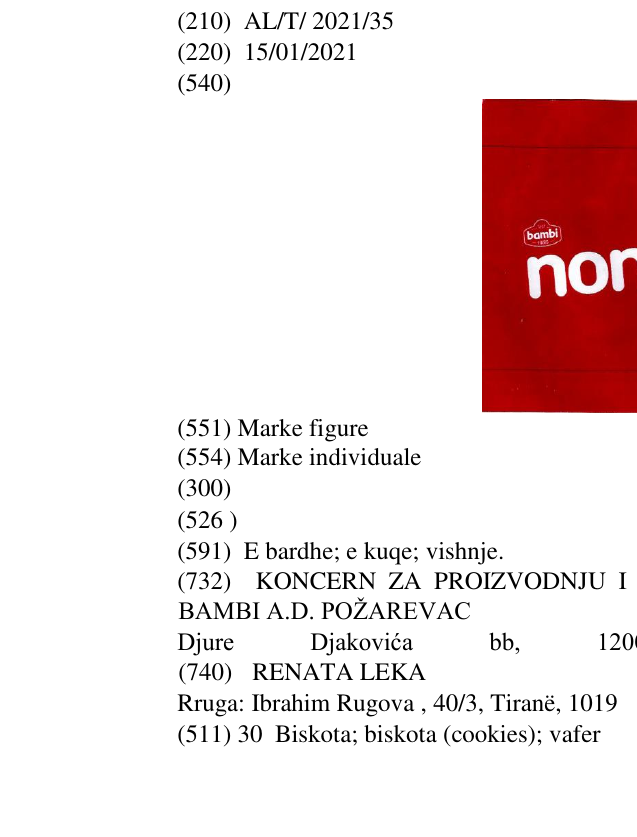 Zëri i markës 1967 bambi Foods nonino në buletin