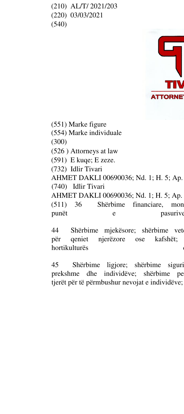 Zëri i markës Attorneys at law në buletin