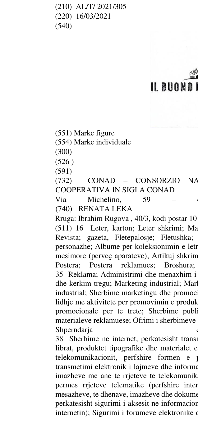 Zëri i markës IL BUONO DEL PAESE në buletin