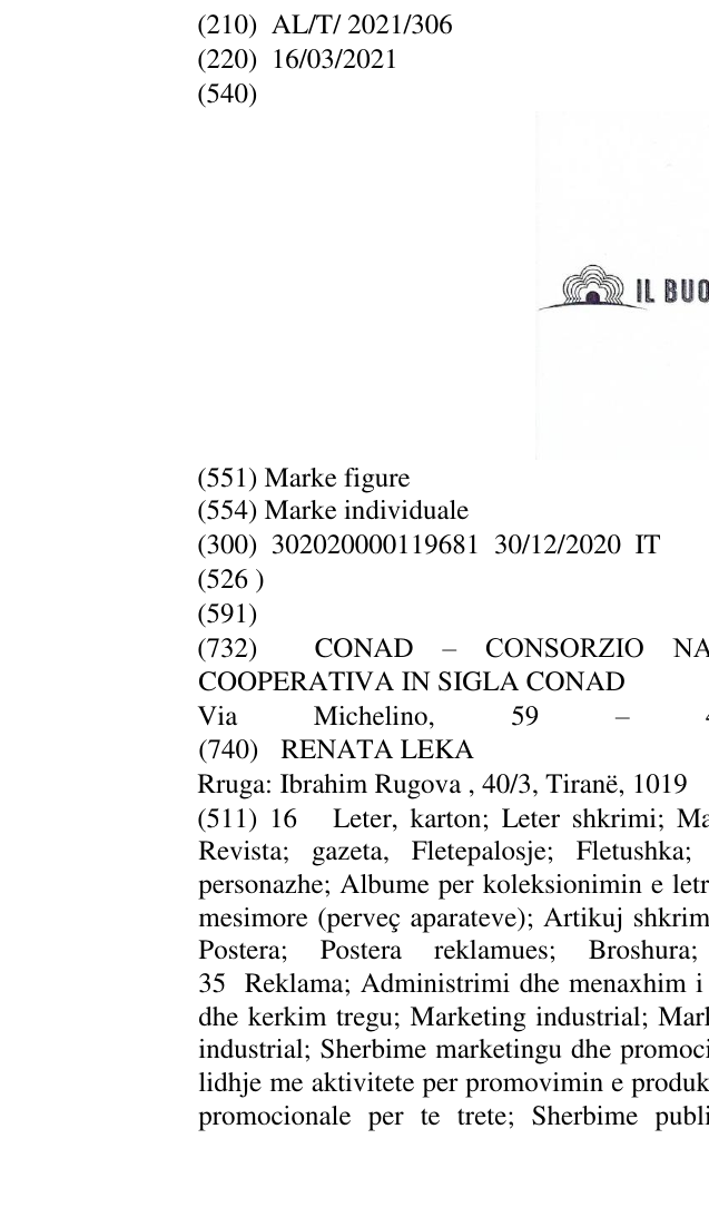 Zëri i markës IL BUONO DEL PAESE në buletin