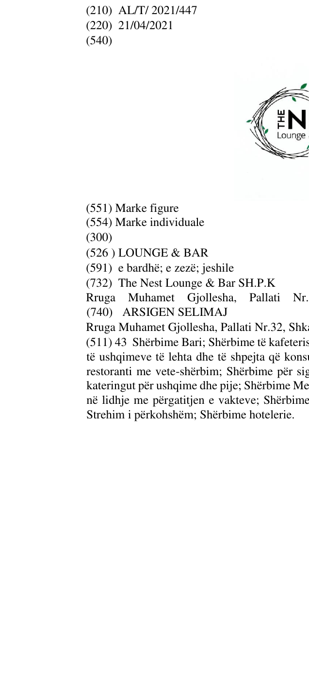 Zëri i markës LOUNGE & BAR në buletin