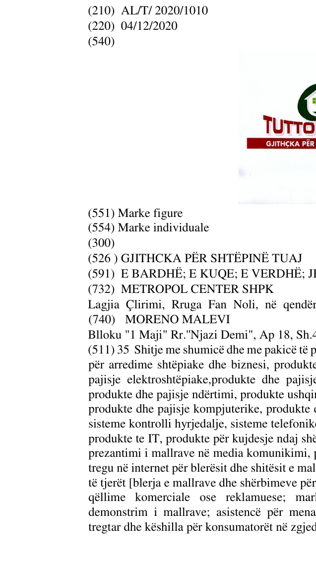 Zëri i markës GJITHCKA PËR SHTËPINË TUAJ në buletin