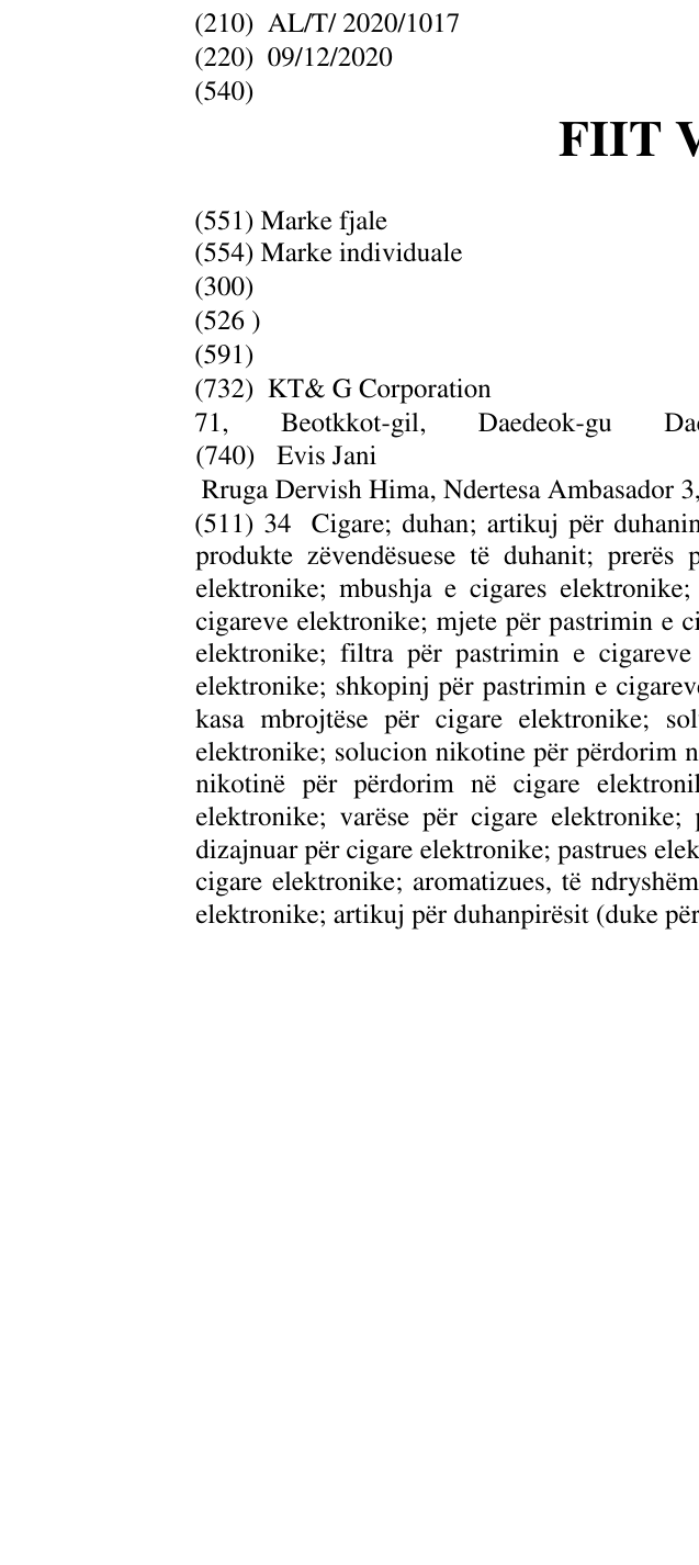 Zëri i markës FIIT VIOLA në buletin
