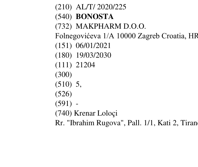 Zëri i markës BONOSTA në buletin