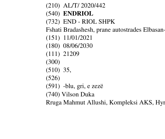 Zëri i markës ENDRIOL në buletin