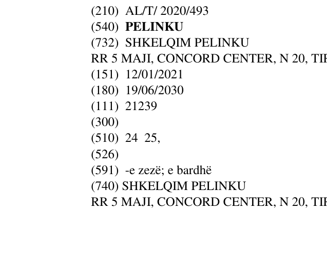 Zëri i markës PELINKU në buletin