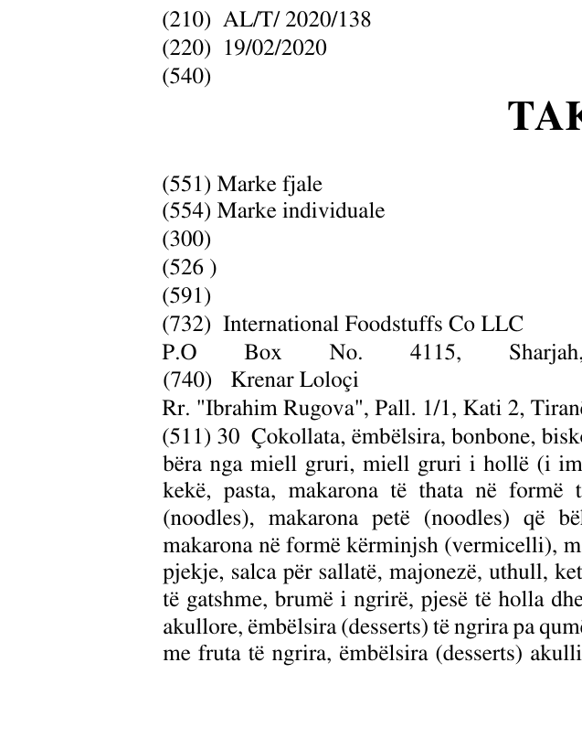 Zëri i markës TAKE 5 në buletin
