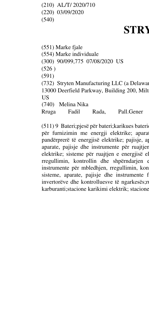 Zëri i markës STRYTEN në buletin