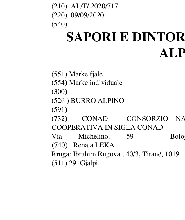 Zëri i markës SAPORI E DINTORNI CONAD BURRO ALPINO në buletin