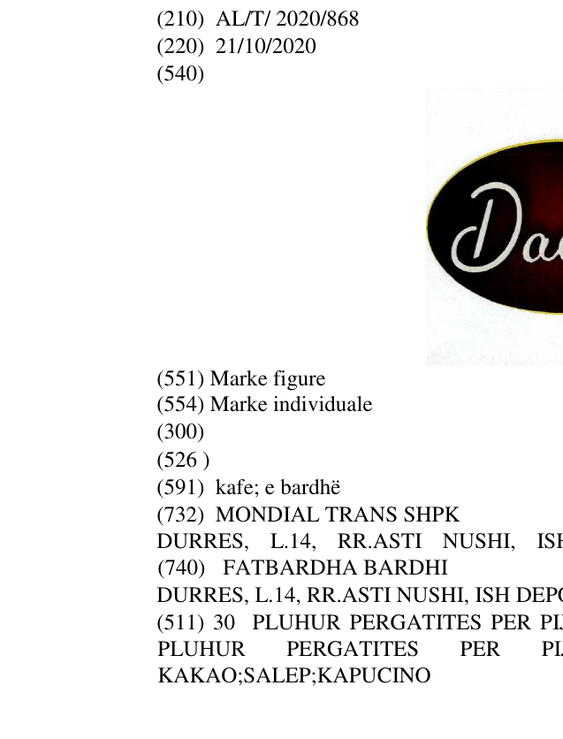 Zëri i markës DAVIOR në buletin