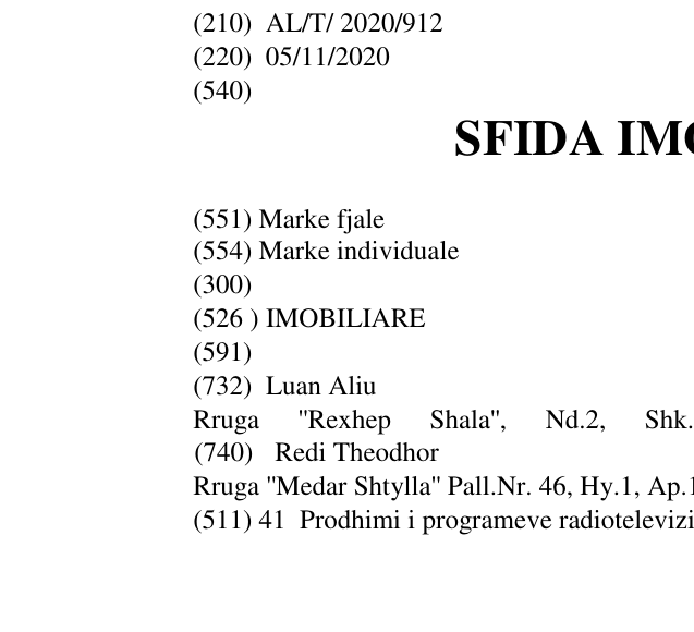 Zëri i markës SFIDA IMOBILIARE në buletin