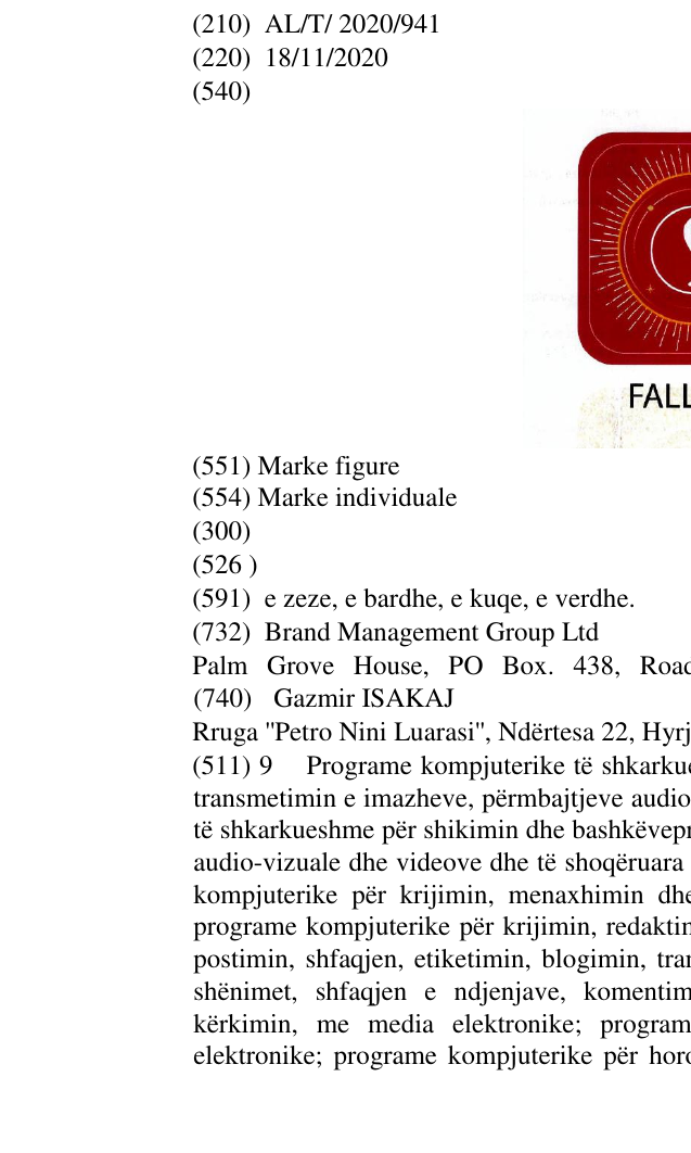 Zëri i markës FALLI IM në buletin