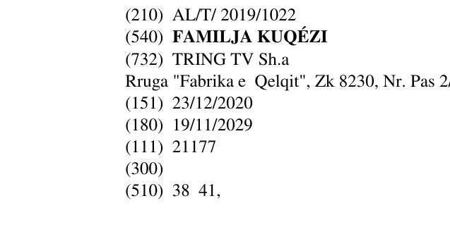 Zëri i markës FAMILJA KUQÉZI në buletin