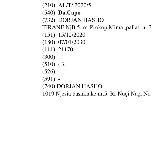 Zëri i markës Da.Capo në buletin