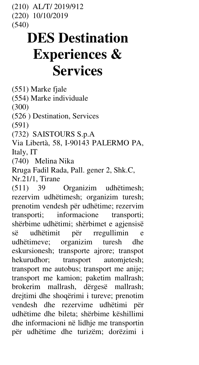 Zëri i markës DES Destination Experiences & Services në buletin