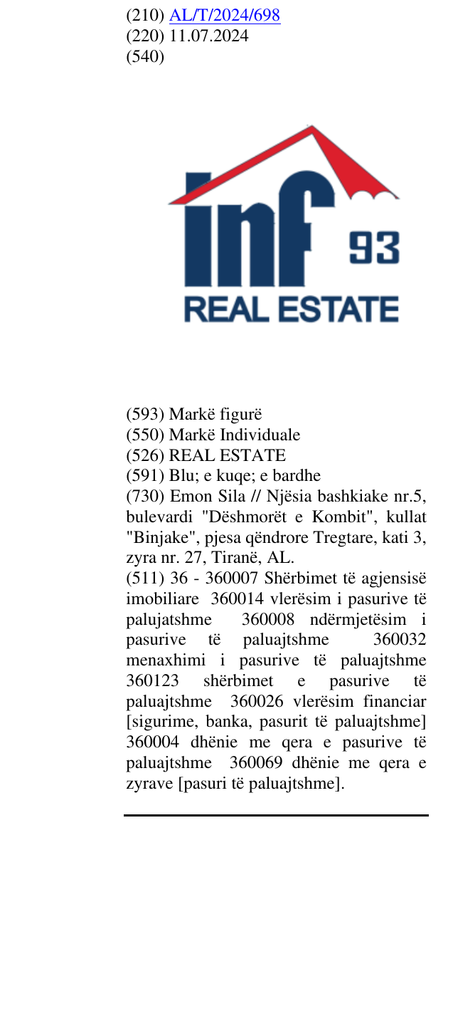 Zëri i markës REAL ESTATE në buletin