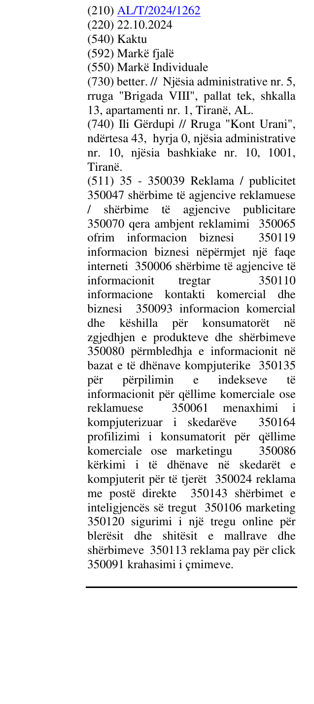 Zëri i markës Kaktu në buletin