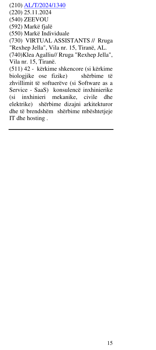 Zëri i markës ZEEVOU në buletin