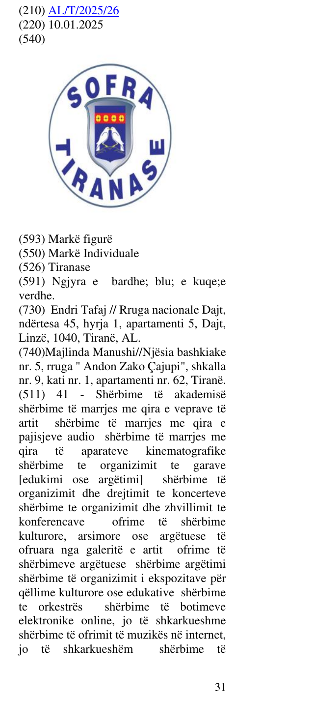 Zëri i markës Tiranase në buletin