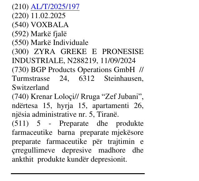 Zëri i markës VOXBALA në buletin