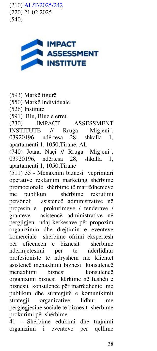 Zëri i markës Institute në buletin