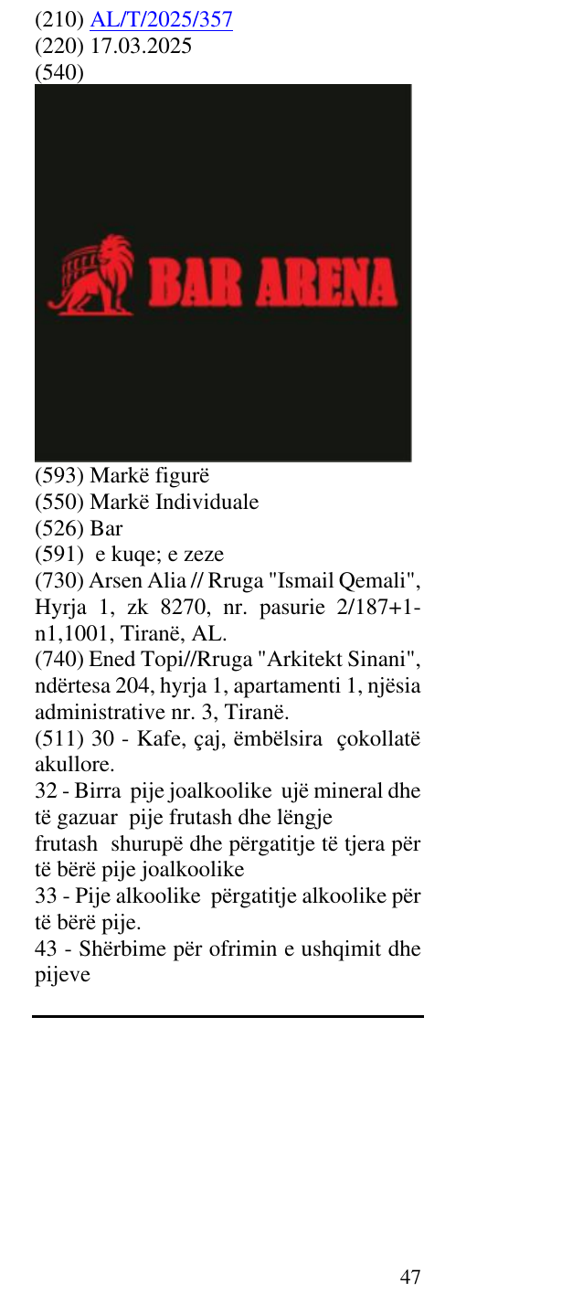 Zëri i markës Bar në buletin