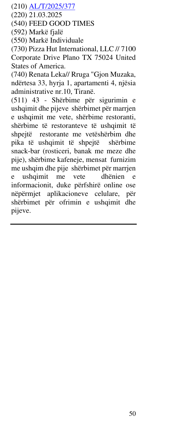 Zëri i markës FEED GOOD TIMES në buletin