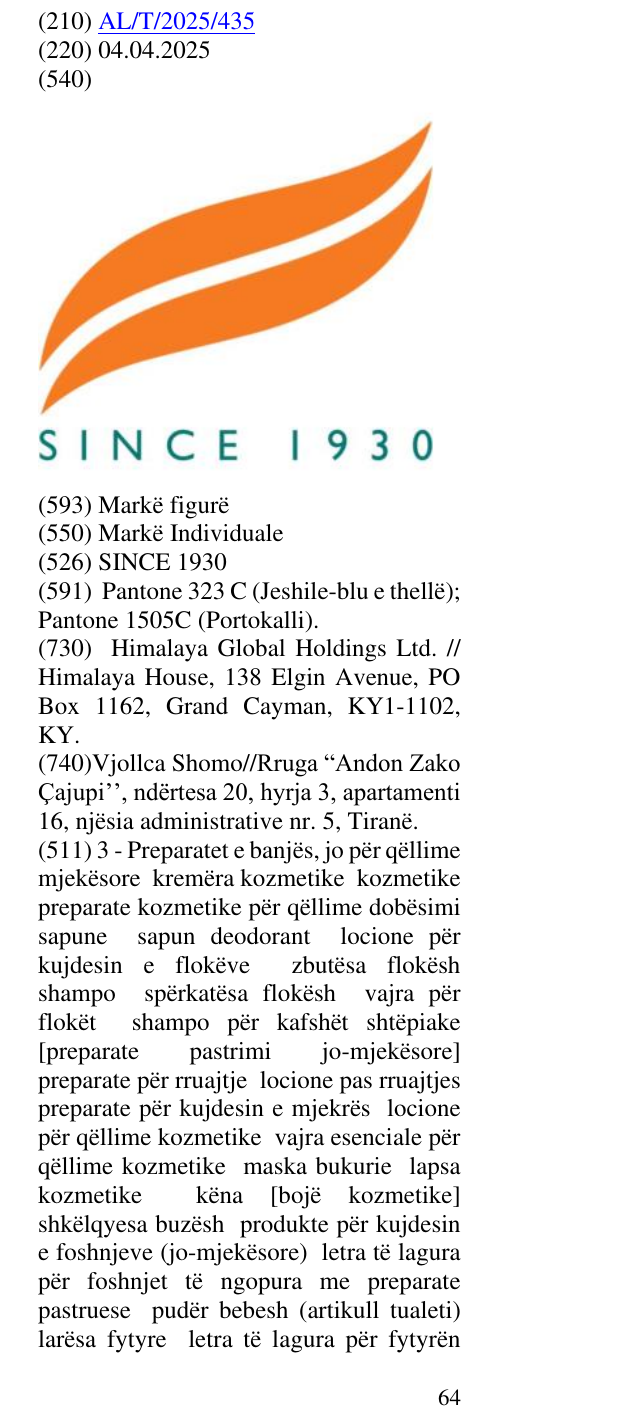 Zëri i markës SINCE 1930 në buletin