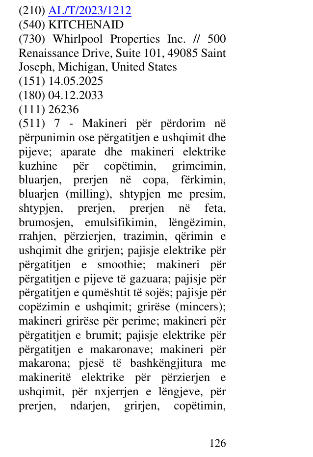 Zëri i markës KITCHENAID në buletin