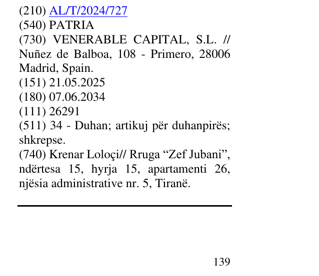 Zëri i markës PATRIA në buletin