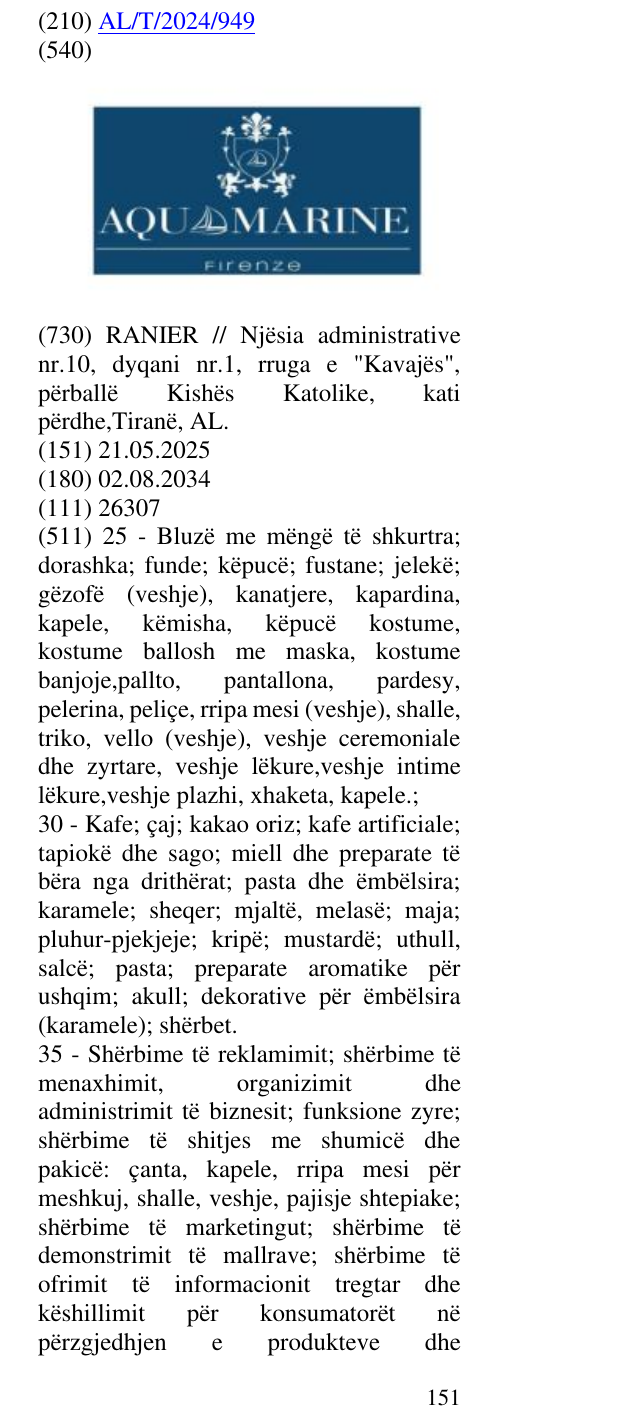 Zëri i markës Firenze në buletin