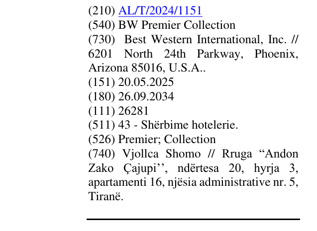 Zëri i markës BW Premier Collection në buletin