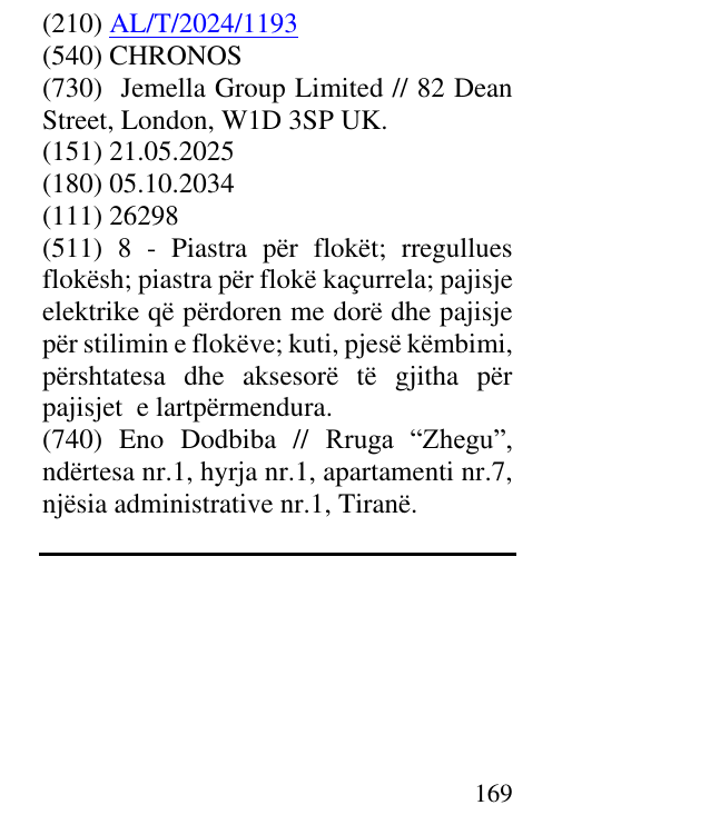 Zëri i markës CHRONOS në buletin